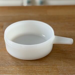 Vintage Glasbake Milk Glass Soup Bowl with Handle